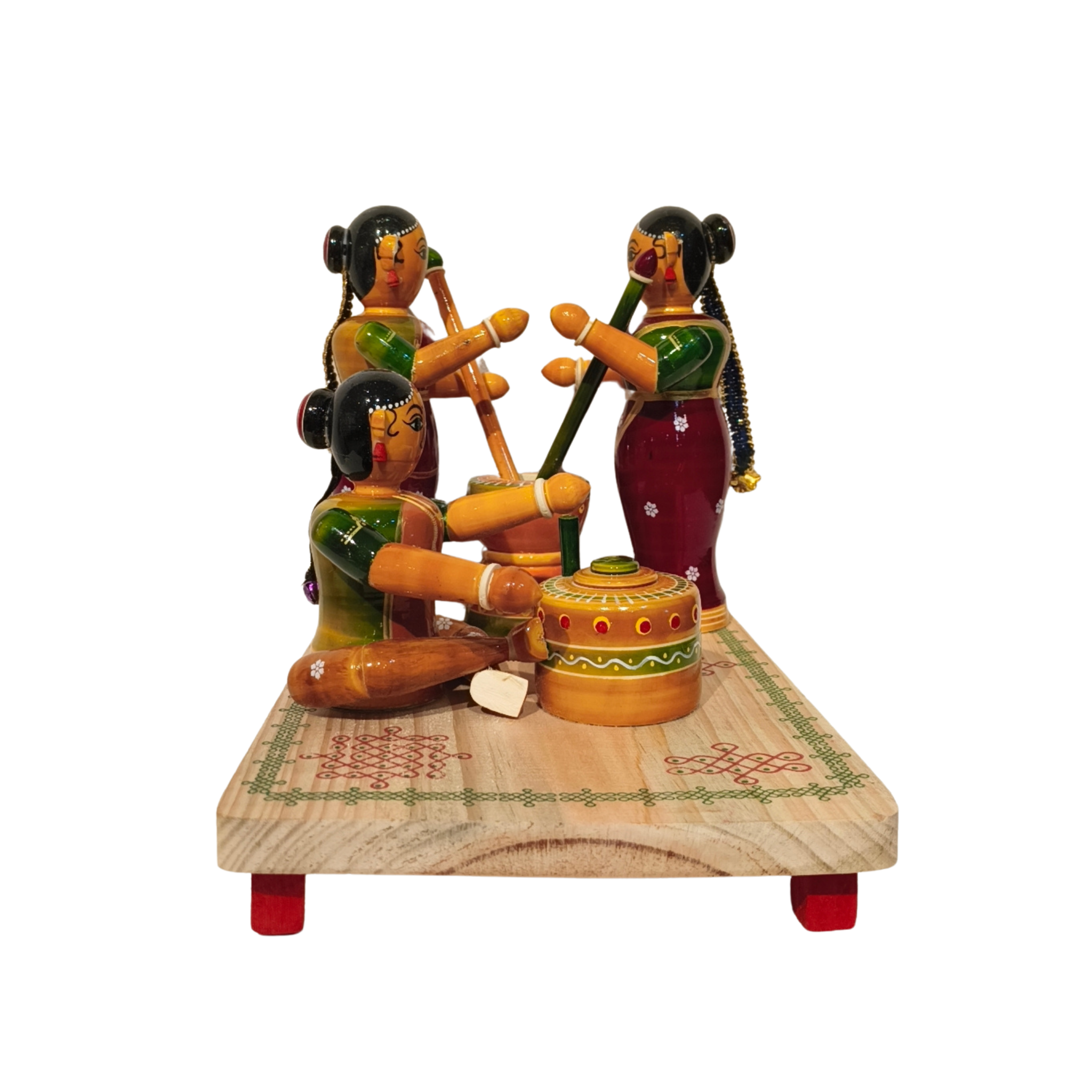Etikoppaka Lacquer Village Scene - Traditional Women and Pot Diorama