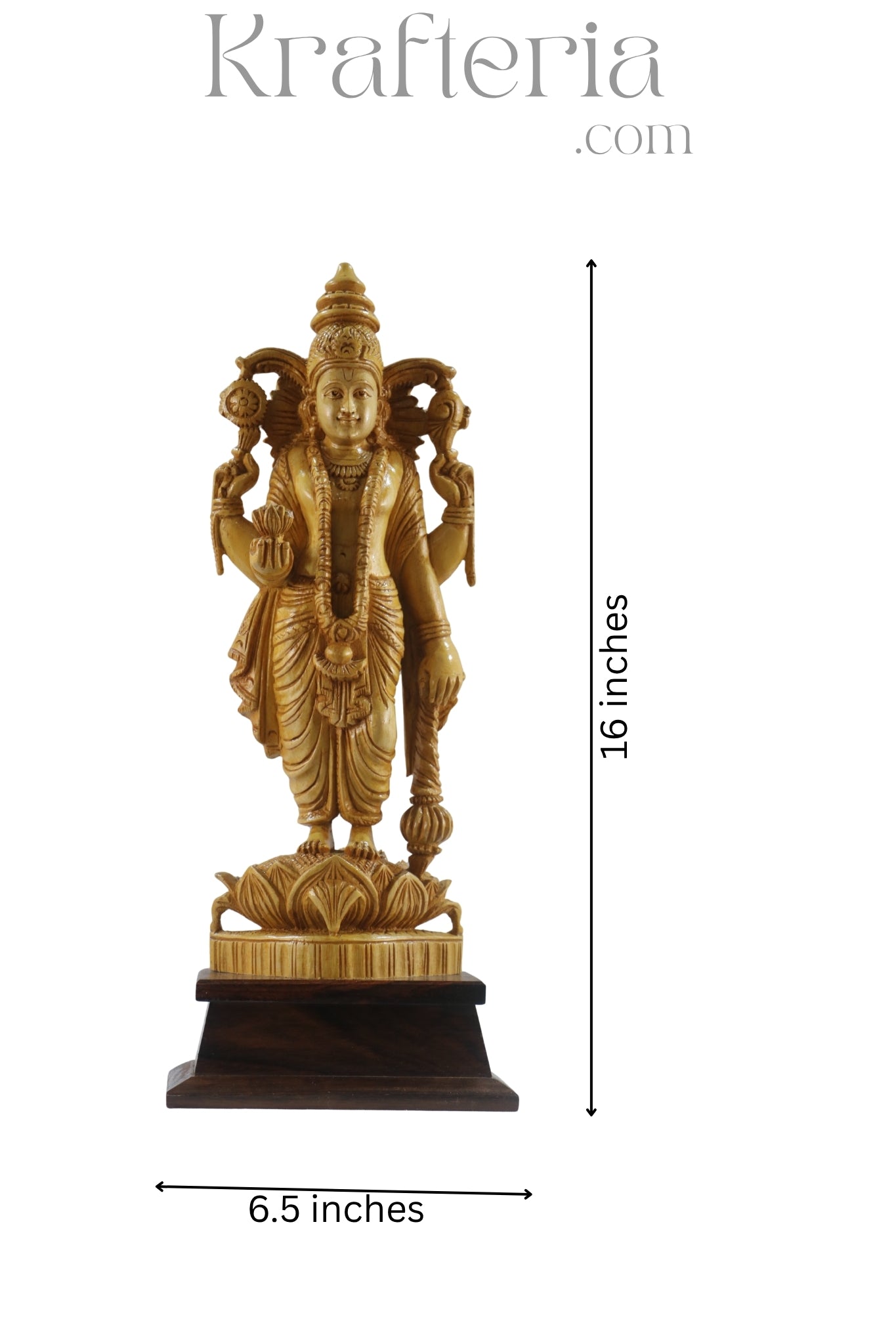 Elegant Narayana Sculpture – Shivani Wood & Rosewood Base Masterpiece
