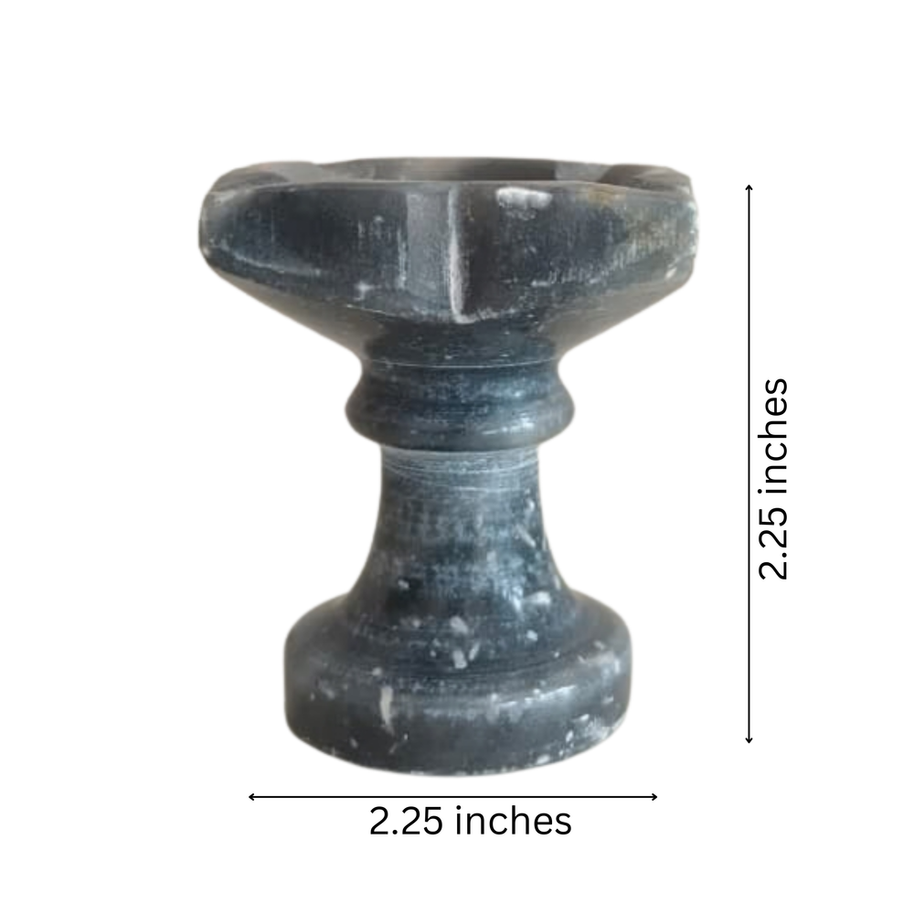 Black Marble Diya with Stand – Oil Lamp for Pooja & Home Décor   Marble Soft Stone