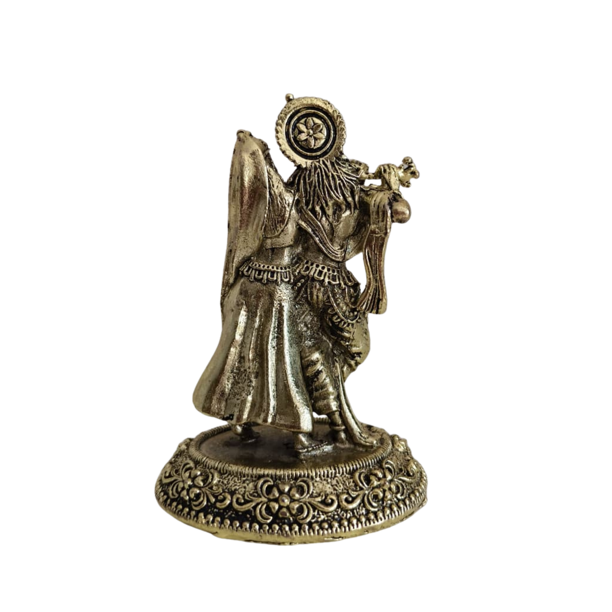 Brass Radha Krishna Idol with Flute – Embodiment of Eternal Love and Divine Bliss