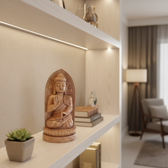 Hand-Carved Wooden Lotus Sitting Buddha – Spiritual Home Decor