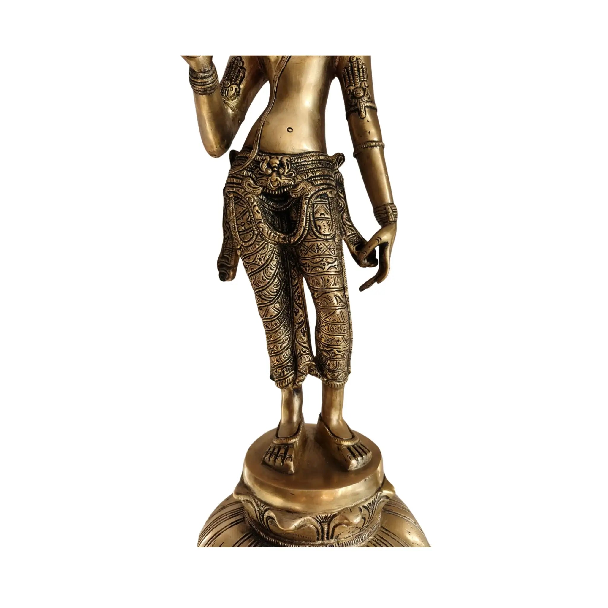 Elegant Brass Devi Lakshmi Statue - Divine Indian Goddess Sculpture   Brass Ware