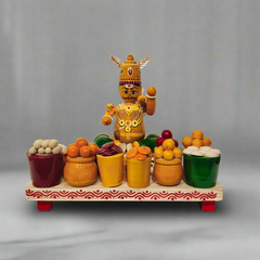 Kumbhakarna with Sweets – Etikoppaka Wooden Lacquerware