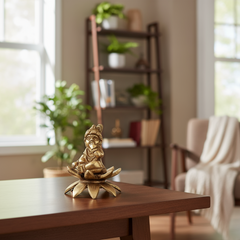 Bala Krishna (Baby Krishna) Seated on a Lotus - The Divine Butter Thief (Makhan Chor)