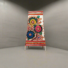 Graceful Floral Leather Handcrafted Artwork | Bed Lamp