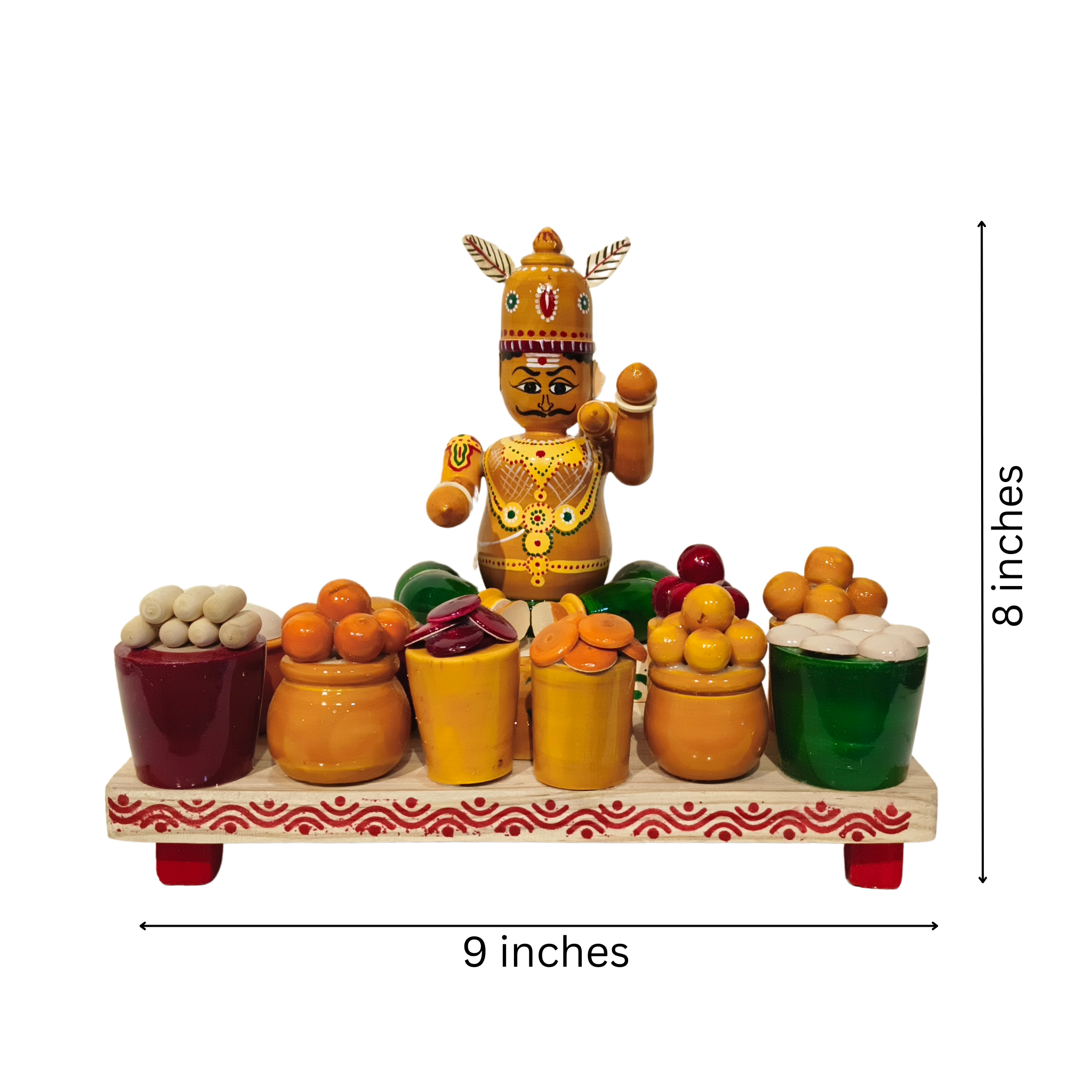 Kumbhakarna with Sweets – Etikoppaka Wooden Lacquerware