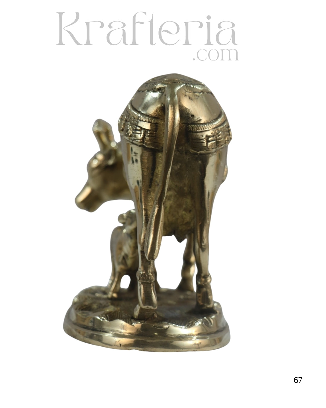 Divine Brass Kamadhenu with Calf – Sacred Vastu and Pooja Idol