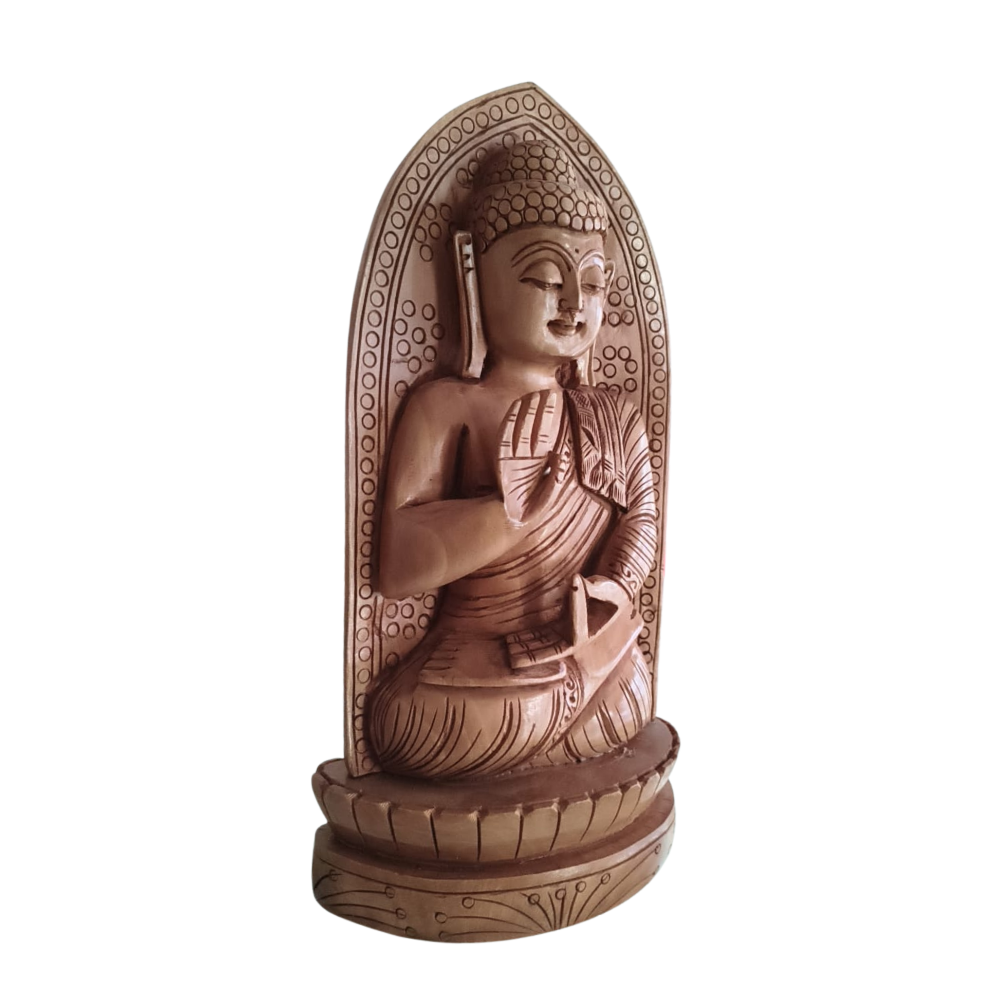 Hand-Carved Wooden Lotus Sitting Buddha – Spiritual Home Decor