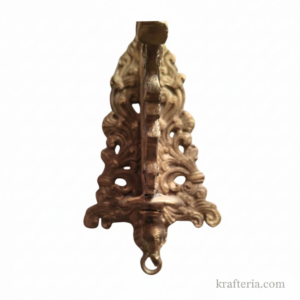 Brass Prabhavali Wall Hanging – Ornate Temple Arch with Peacock & Kirtimukha Motifs   Brass Artwork