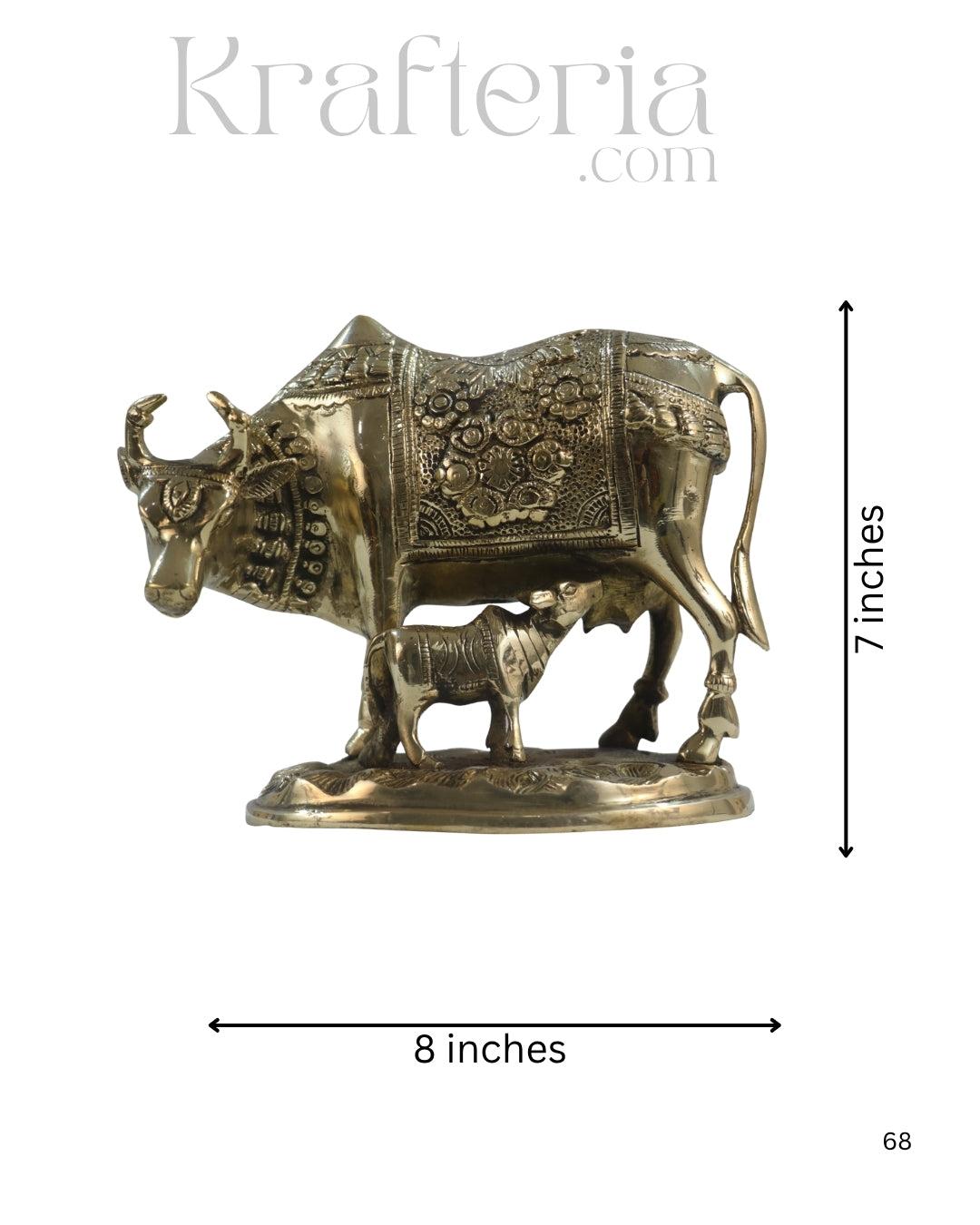 Divine Brass Kamadhenu with Calf – Sacred Vastu and Pooja Idol