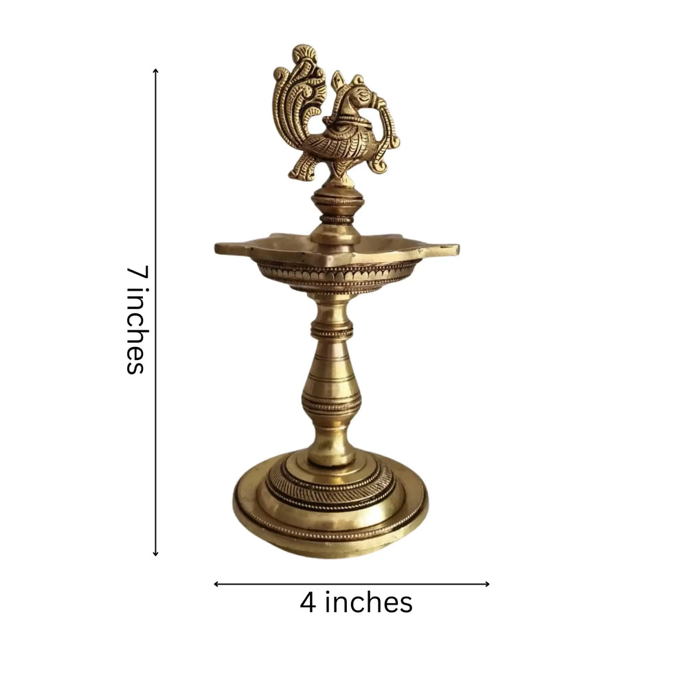 Brass Peacock Aishwarya Diya - Star-Shaped Traditional Oil Lamp   Brass Ware