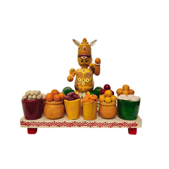 Kumbhakarna with Sweets – Etikoppaka Wooden Lacquerware