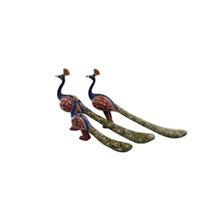 Pair of Metal Hand-Painted Meenakari Peacocks | Decorative Art Set