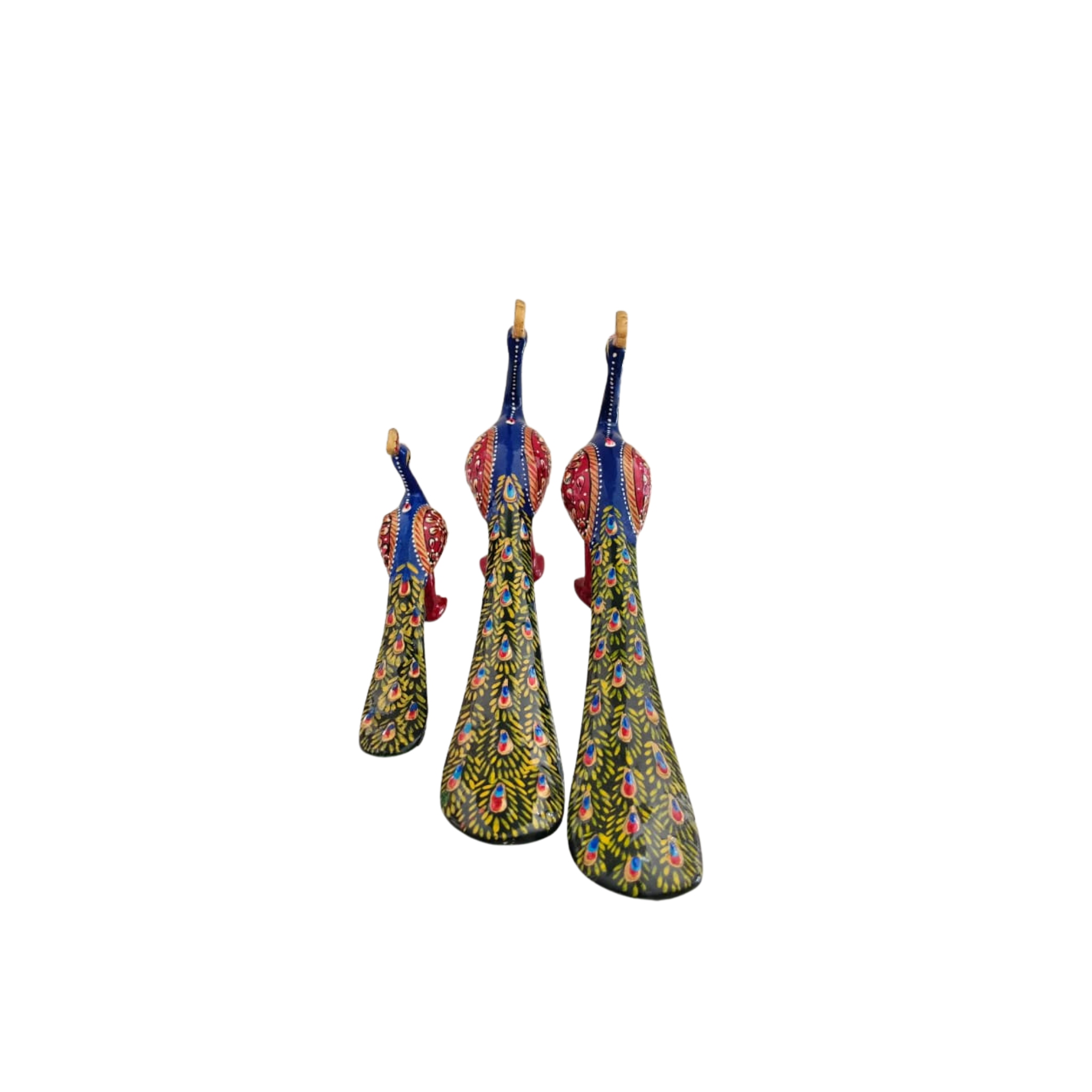Pair of Metal Hand-Painted Meenakari Peacocks | Decorative Art Set