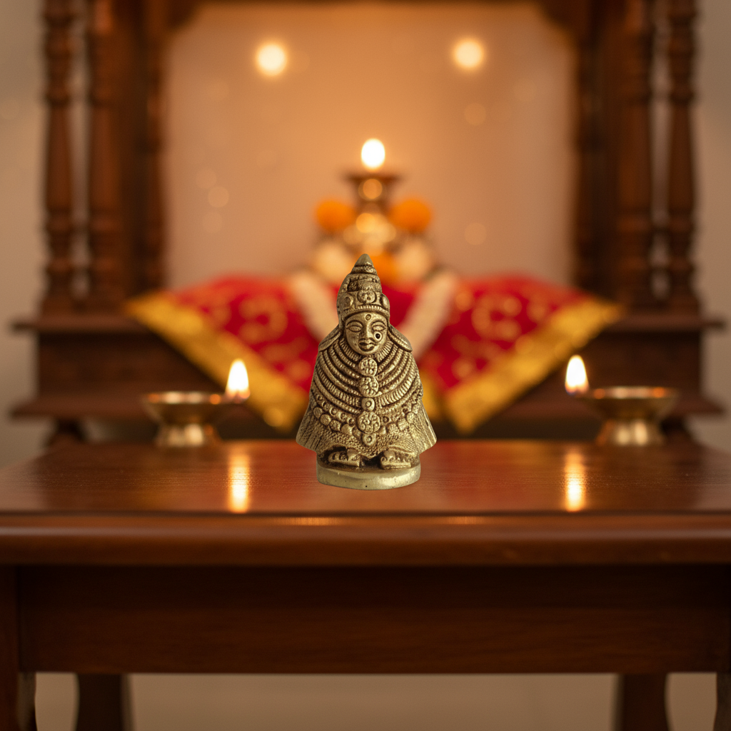 Brass Tuljapur Bhavani Mata Idol - Goddess of Power & Protection