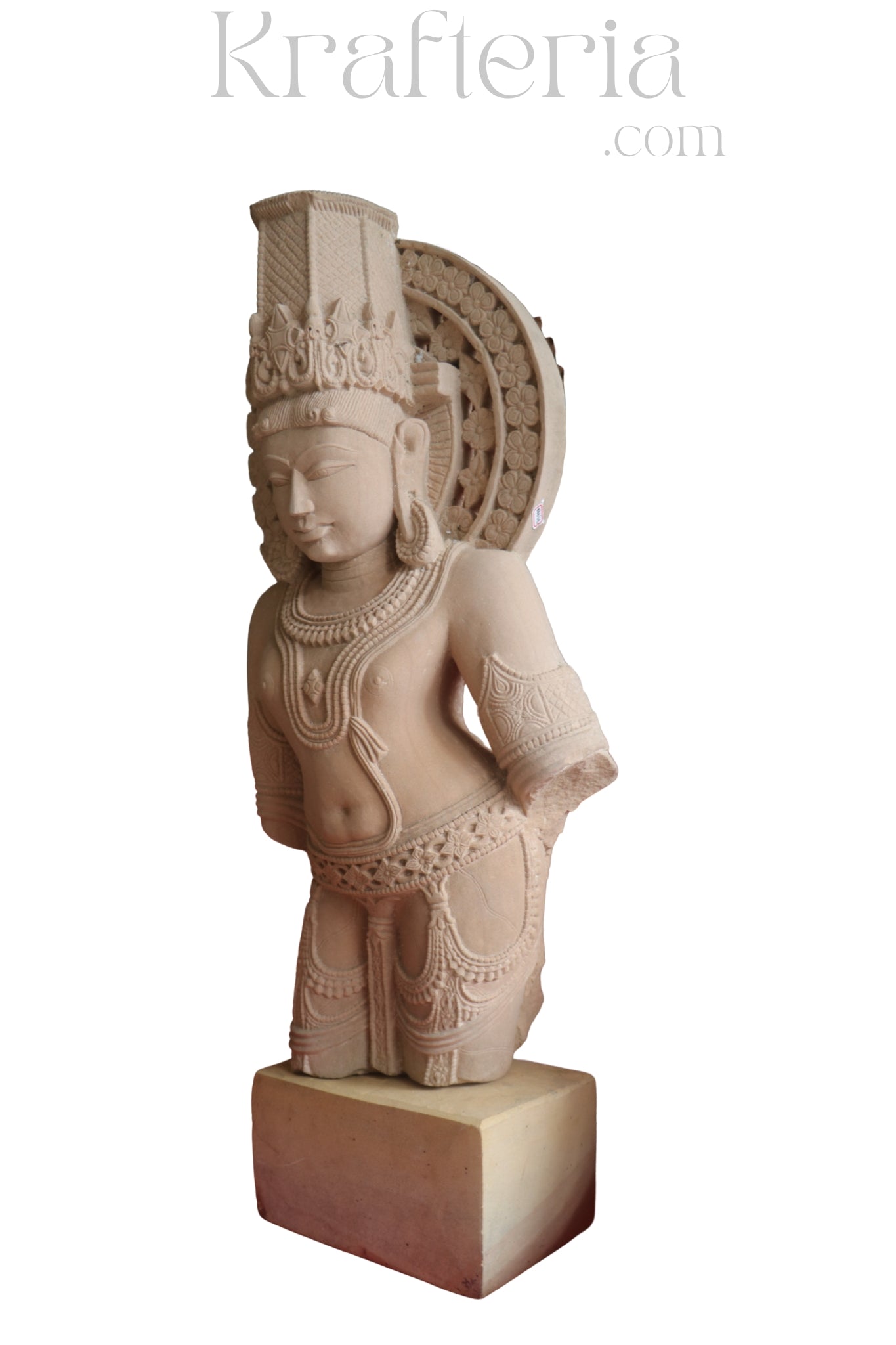 Ancient Indian Sandstone Sculpture of a Divine Being (Deva/Gandharva)
