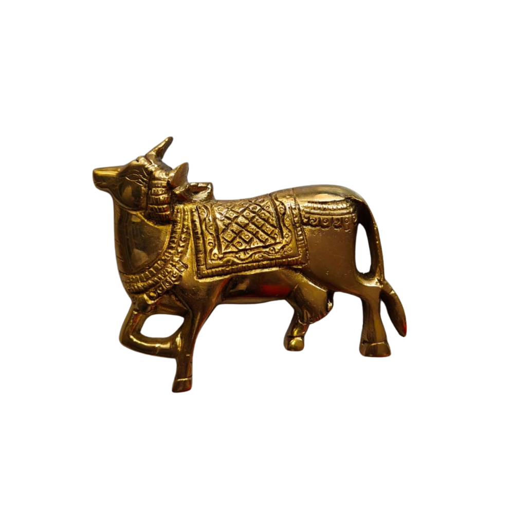 Sacred Golden Brass Nandi Wall Hanging / Decor Idol   Brass Ware