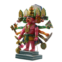 Handcrafted Panchamukhi Hanuman – Spiritual Decor for Protection & Power   Wooden Lacquerware