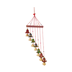 Hand-Painted Indian Folk Art Bell Cascade Wall Hanging