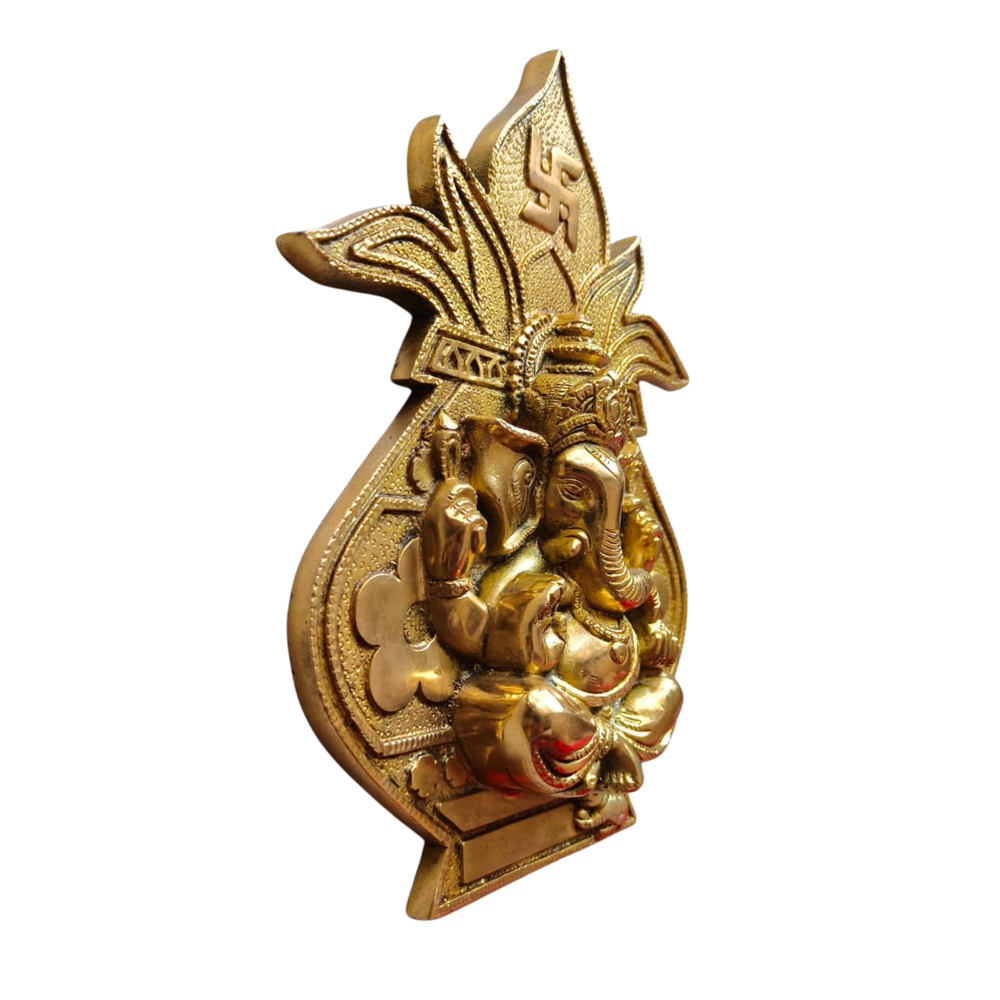 Brass Ganesha in Kalash Wall Hanging with Swastika   Brass Artwork