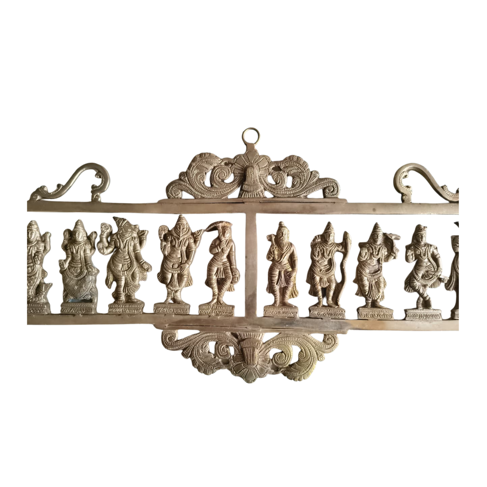 Handcrafted Brass Dashavatara Wall Hanging – Ten Incarnations of Lord Vishnu Panel   Brass Artwork
