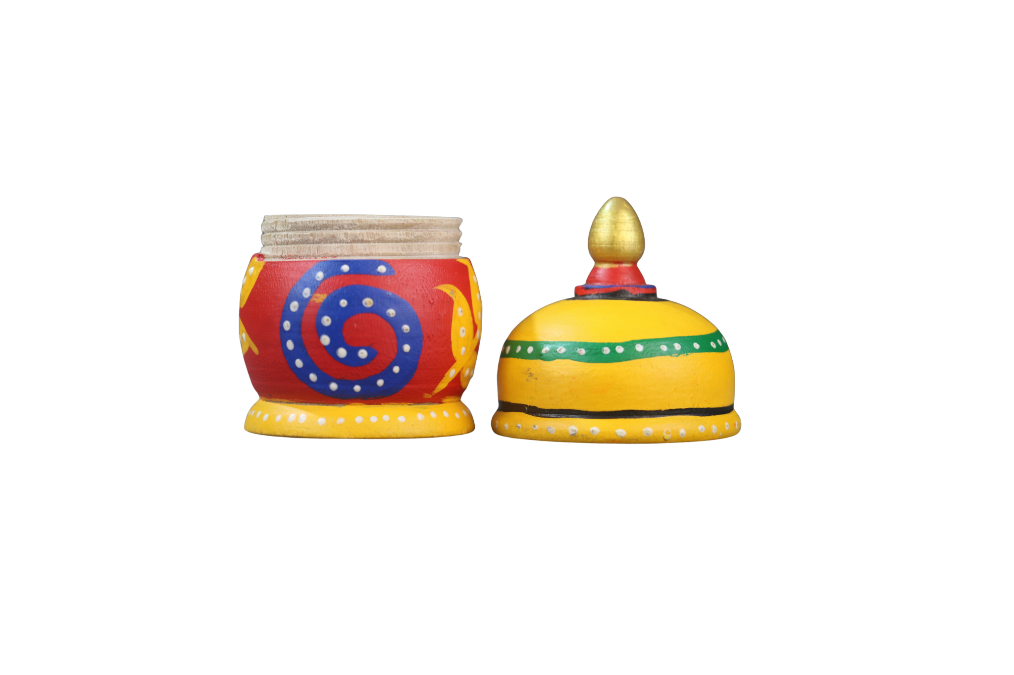 Wooden Sindoor/Kumkuma Holder – Hand-Painted Design