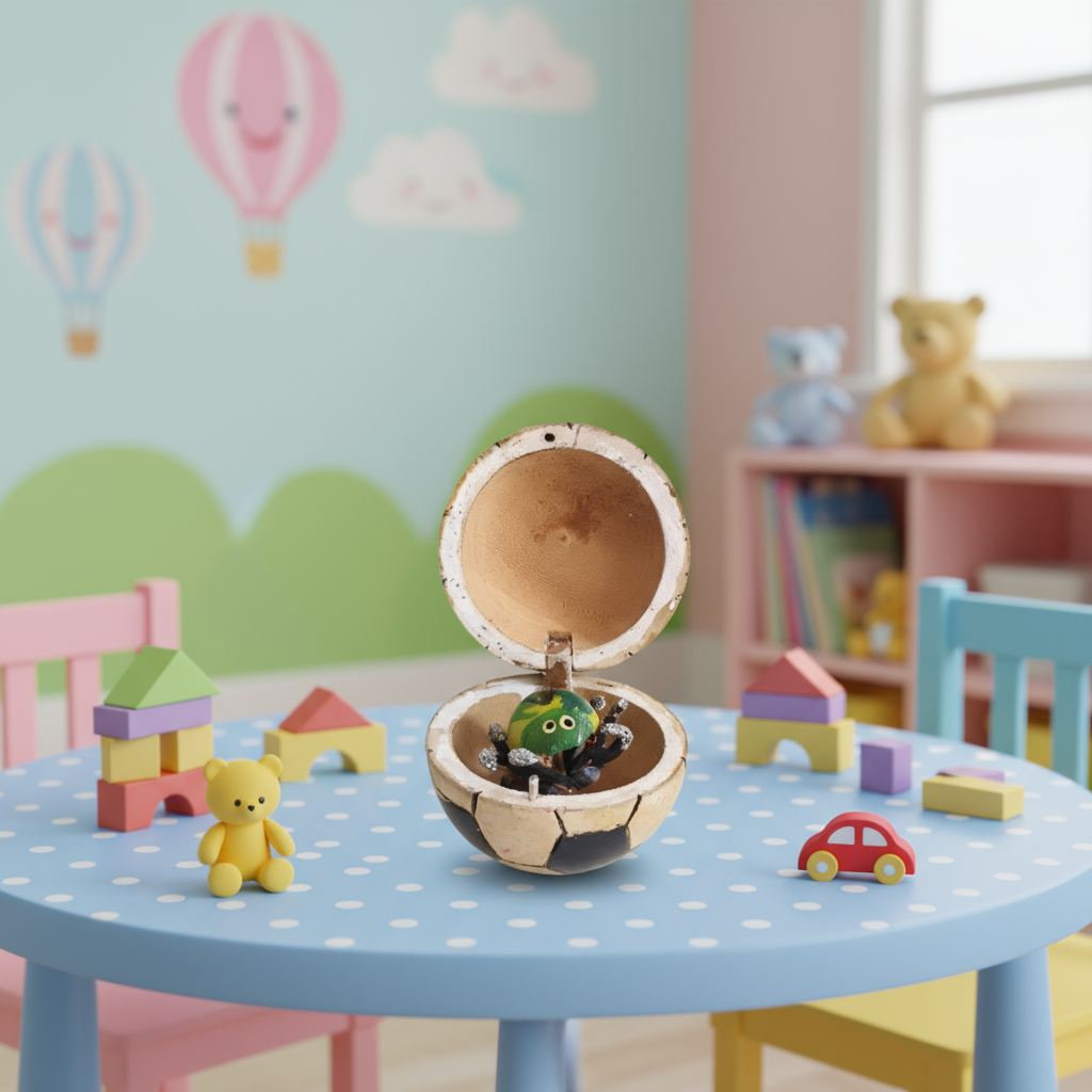 Handcrafted Wooden 'Surprise Spider' Box - Traditional Indian Trick Toy