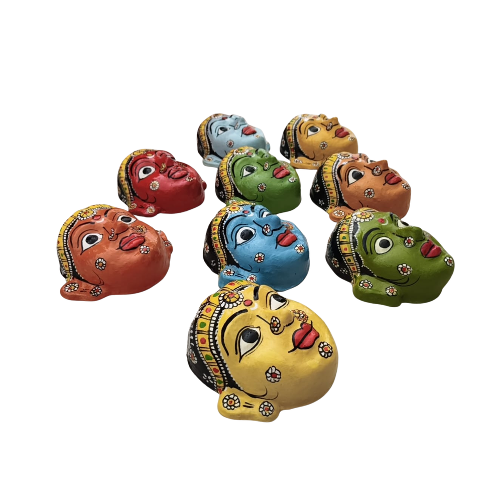 Set of 9 Navarasalu Cheriyal Masks – Nine Expressions Wall Art   wall decor