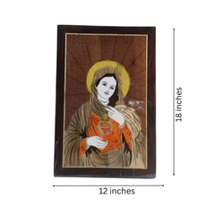 Mother Mary (Mary Mata) in Rosewood Inlay – Handcrafted Spiritual Wall Frame