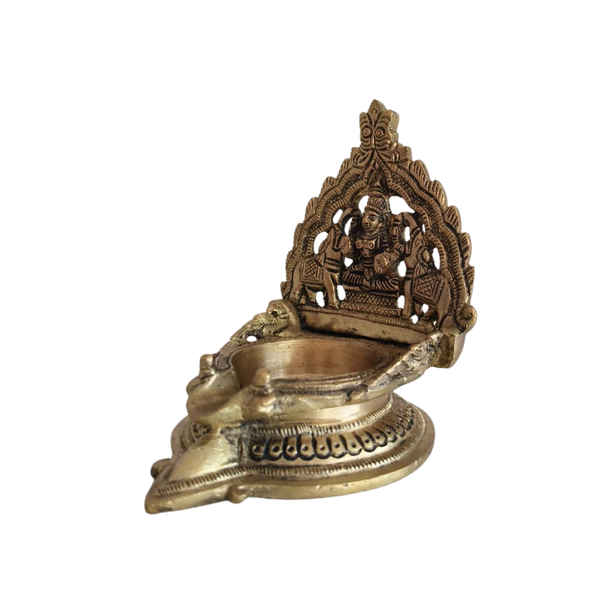 Brass Gaja Lakshmi Diya (Oil Lamp with Elephants)