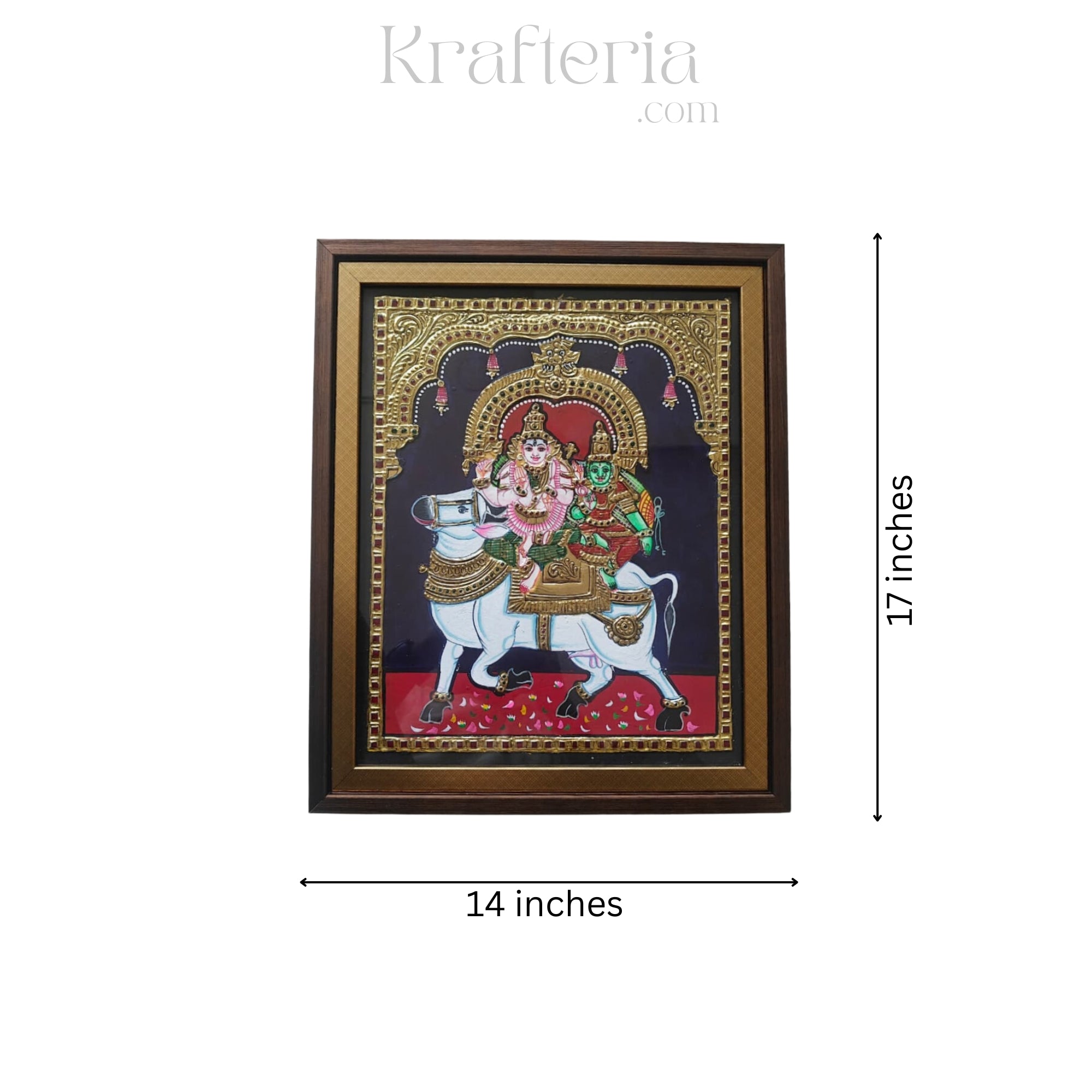 Shiva and Parvathi on Nandi – Thanjavur Divine Art