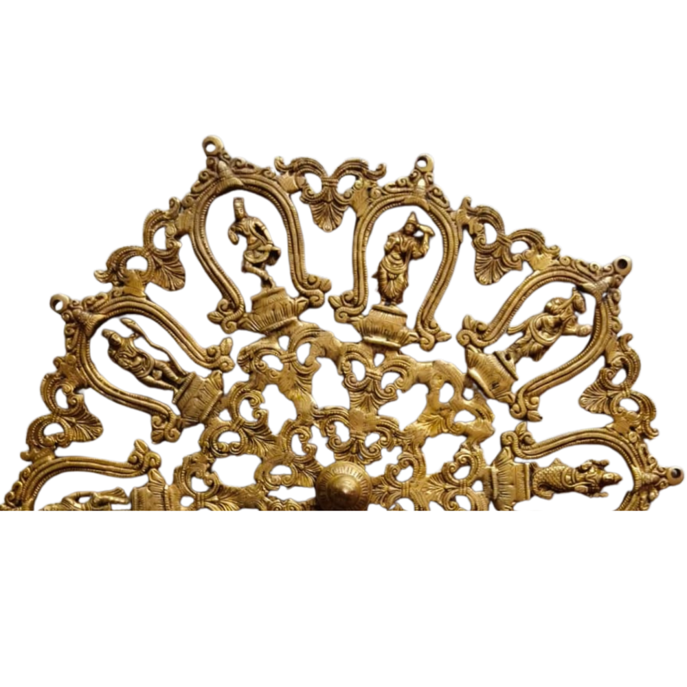 Dashavatara Brass Wall Hanging - Handcrafted 10 Avatars of Vishnu Circular Wall Art   Brass Artwork