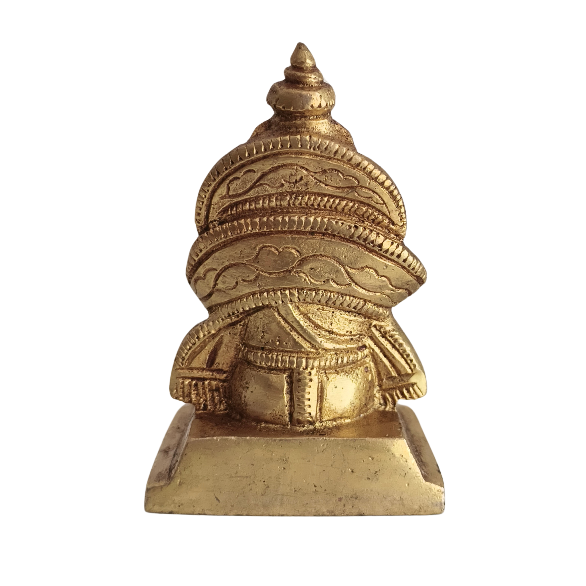 Seated Brass Lord Kuber Idol - Hindu God of Wealth Murti