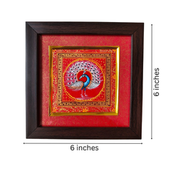 Traditional Rajasthan miniature peacock painting framed wall décor