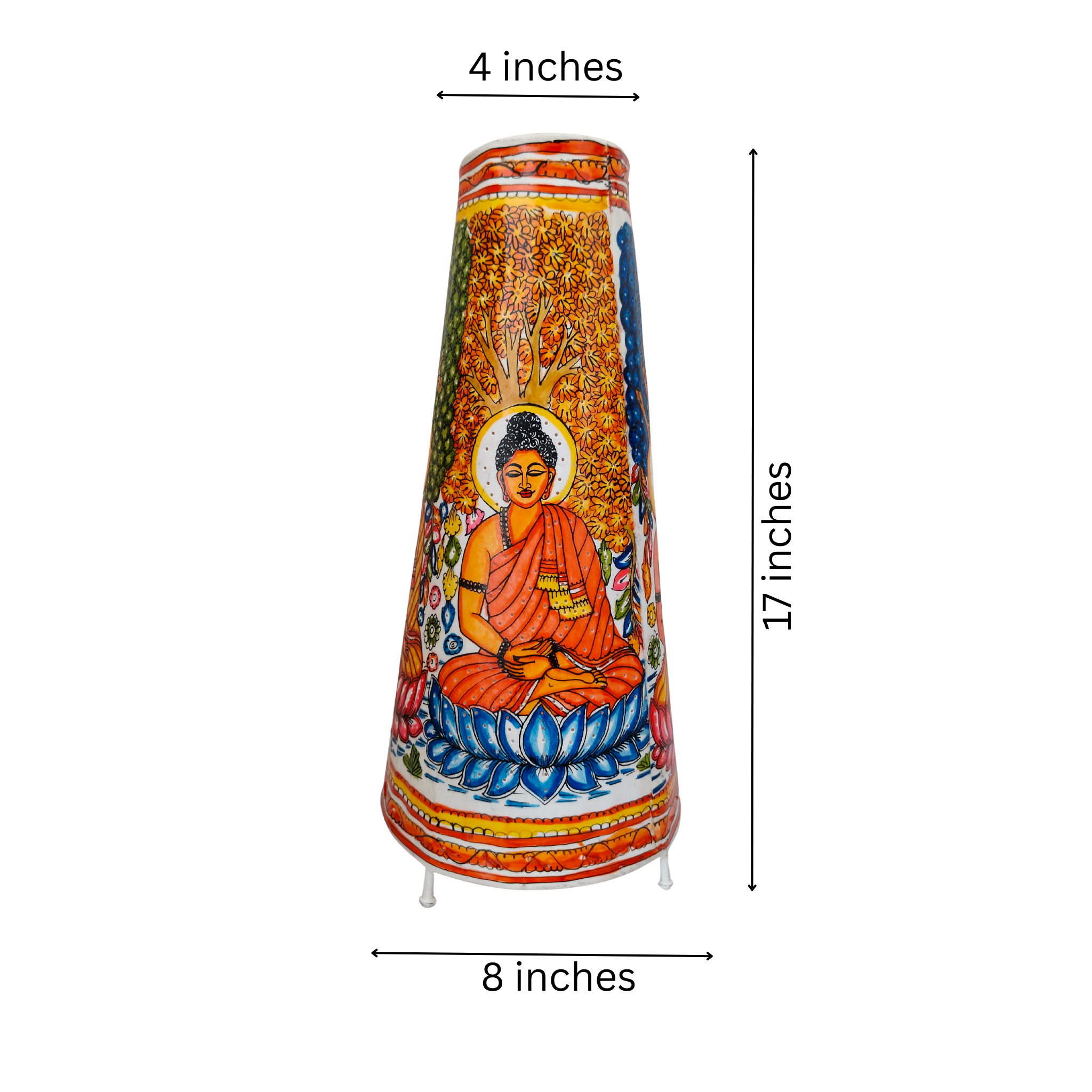 Hand-Painted Leather Puppetry Lamp - Meditating Buddha on Lotus | Bed Lamp