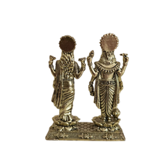 Brass Vishnu and Lakshmi Standing Idol on Lotus Base – Divine Couple for Prosperity