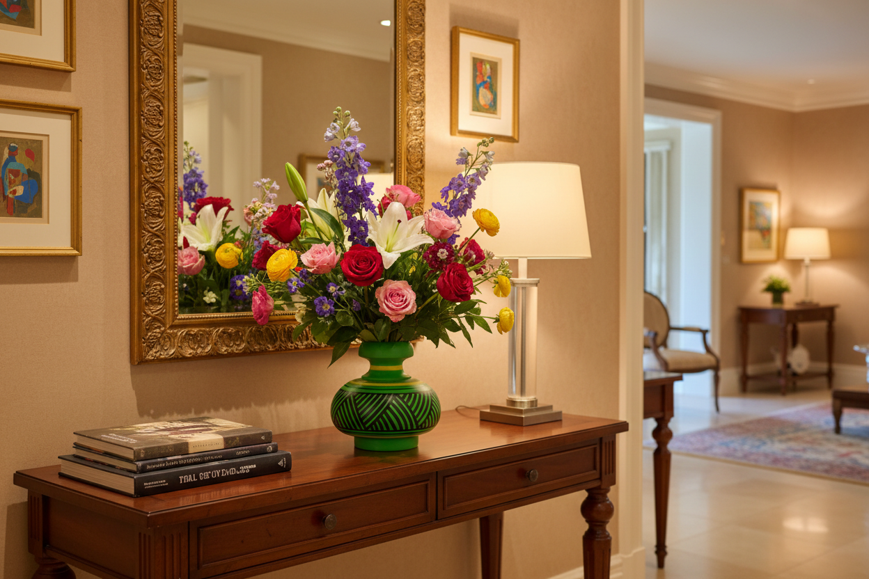 Artisan-made decorative vase with natural non-toxic colors