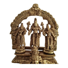 Brass Garuda Vishnu with Sridevi & Bhudevi Idol – Traditional Hindu Temple Sculpture   Brass Ware