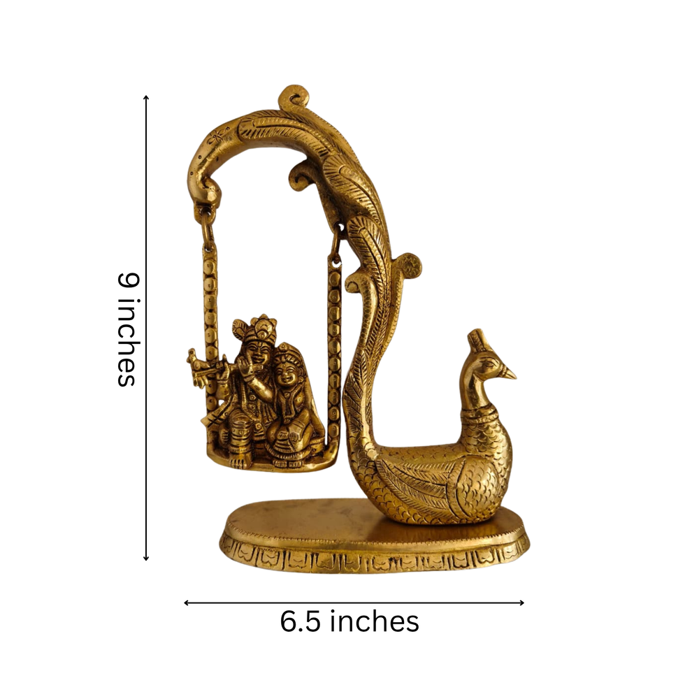 Brass Radha Krishna on Swing Wall Hanging   Brass Artwork