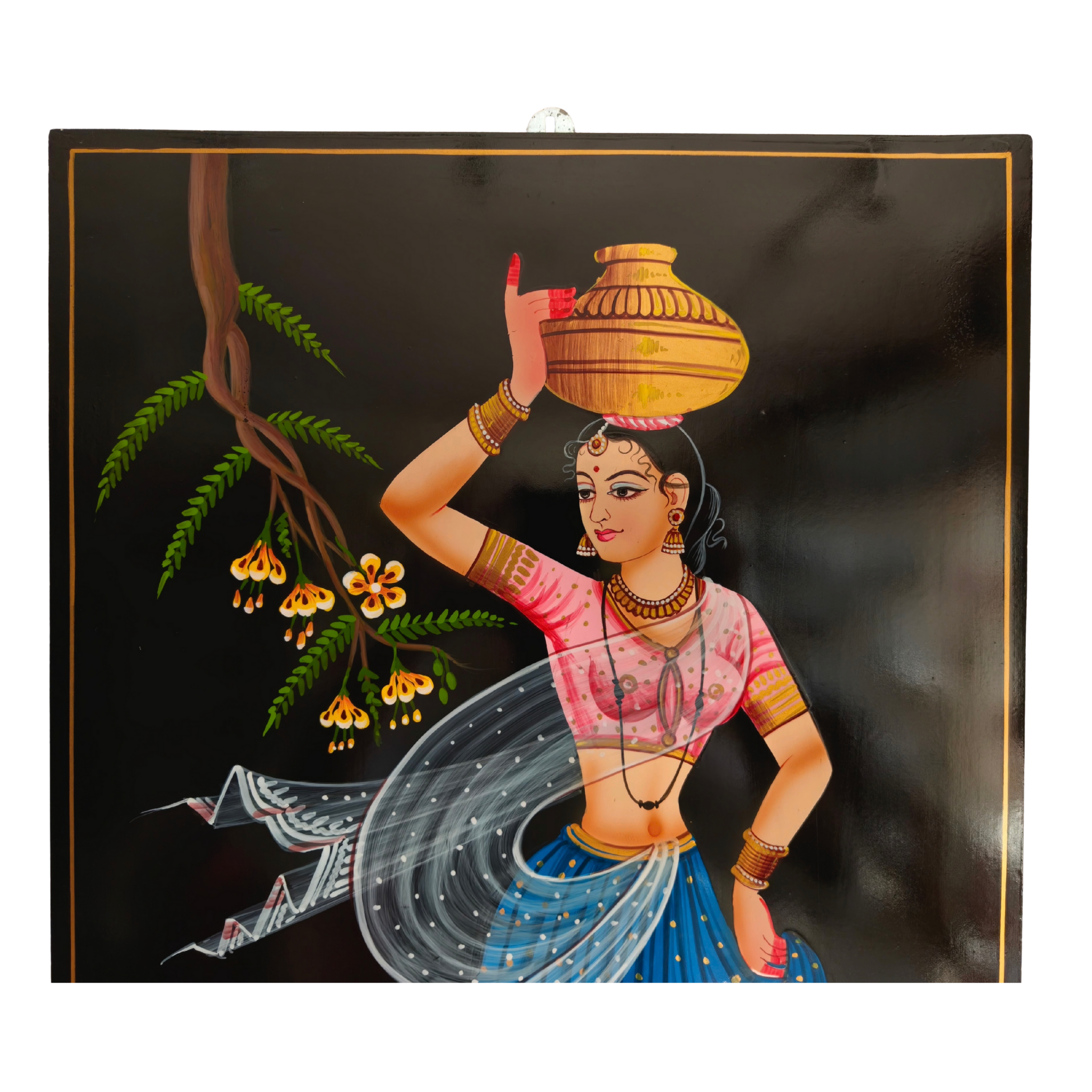 Village Belle with Water Pot - Nirmal Painting   Paintings