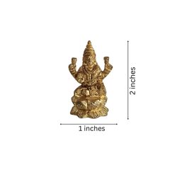Brass Goddess Lakshmi Idol - Seated Deity of Wealth Sculpture