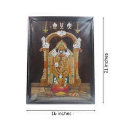 Handcrafted Wood Inlay Panel – Venkateswara with Lakshmi Devi