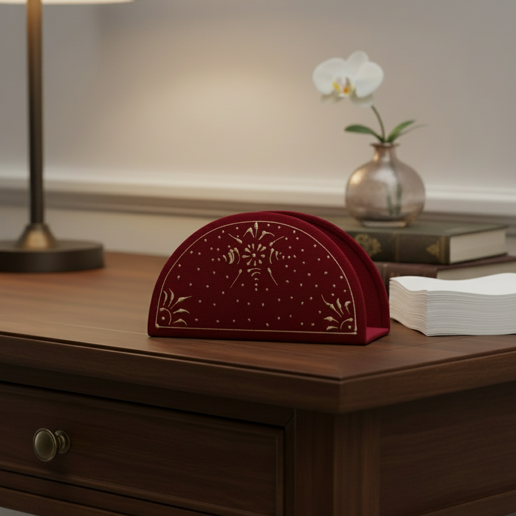 Decorative Wooden Tissue Holder | Hand-Painted Rustic Style