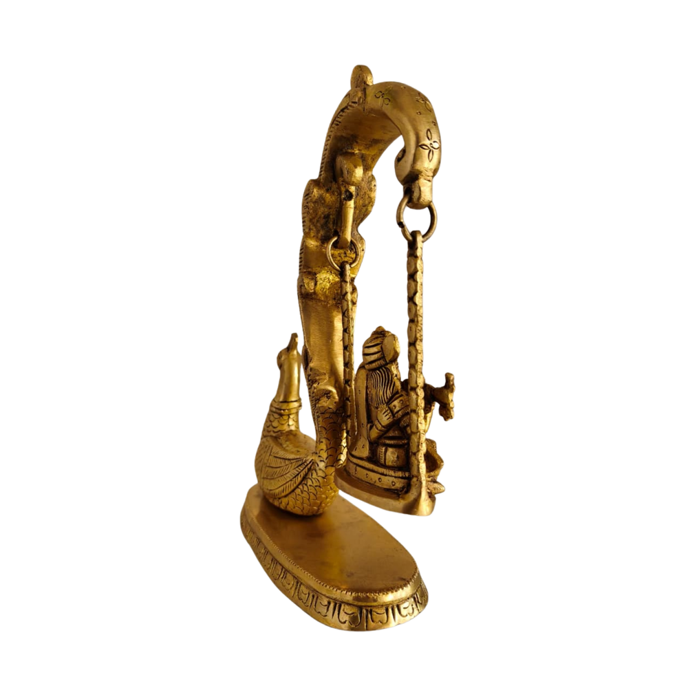 Brass Radha Krishna on Swing Wall Hanging   Brass Artwork