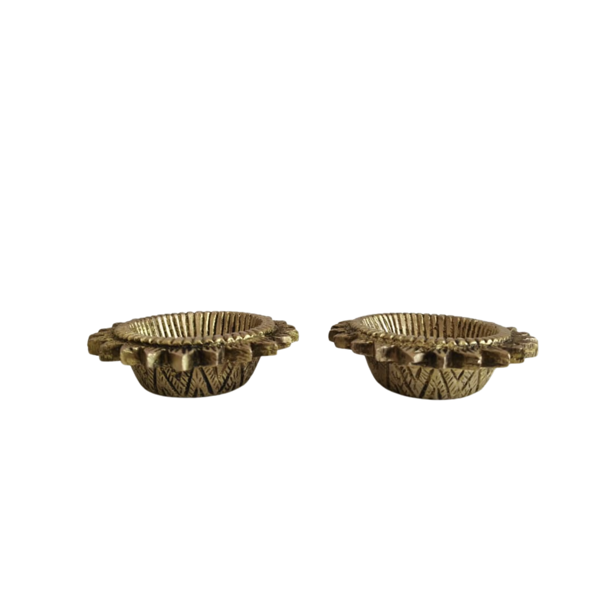Pair of Sun/Star-Shaped Brass Diyas (Oil Lamps)