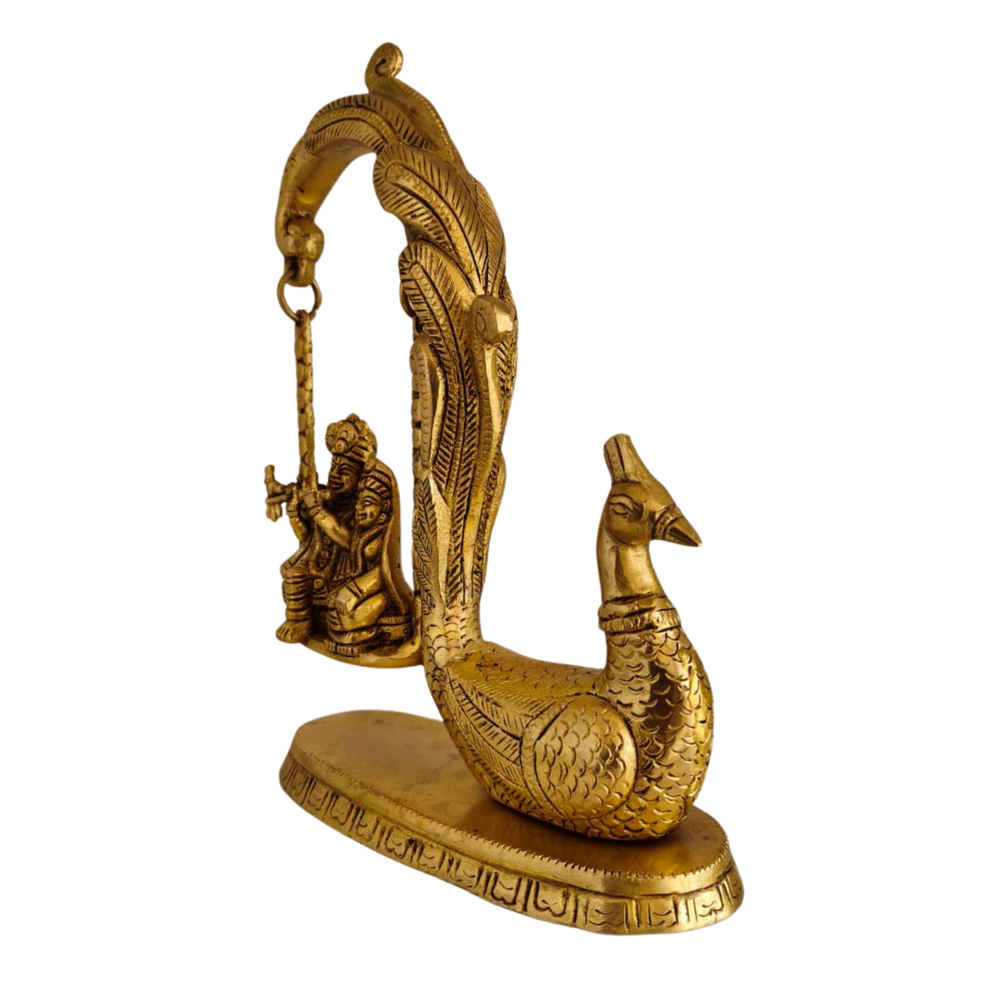 Brass Radha Krishna on Swing Wall Hanging   Brass Artwork