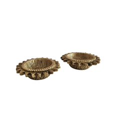 Pair of Sun/Star-Shaped Brass Diyas (Oil Lamps)
