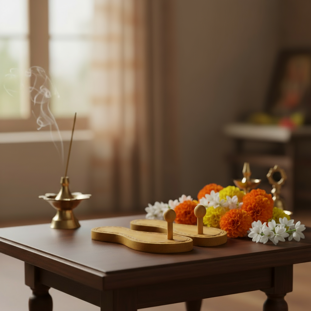 Traditional Wooden Paadukalu – Handcrafted for Pooja Ceremonies