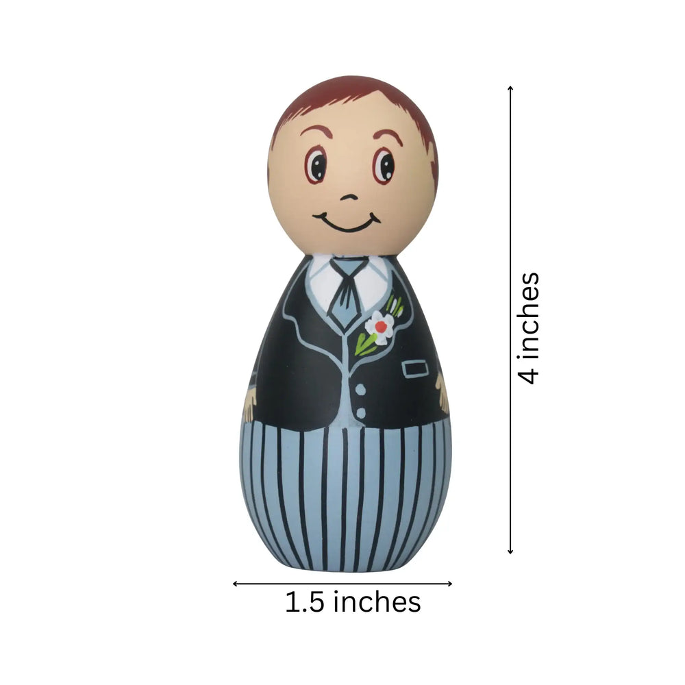 Wooden peg boy figurine nursery decor