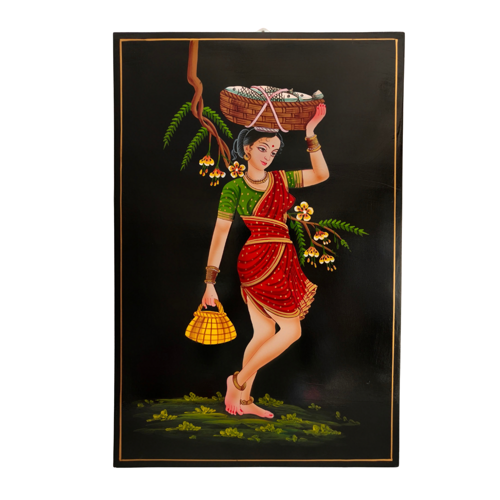 Indian coastal life fisherwoman Nirmal painting